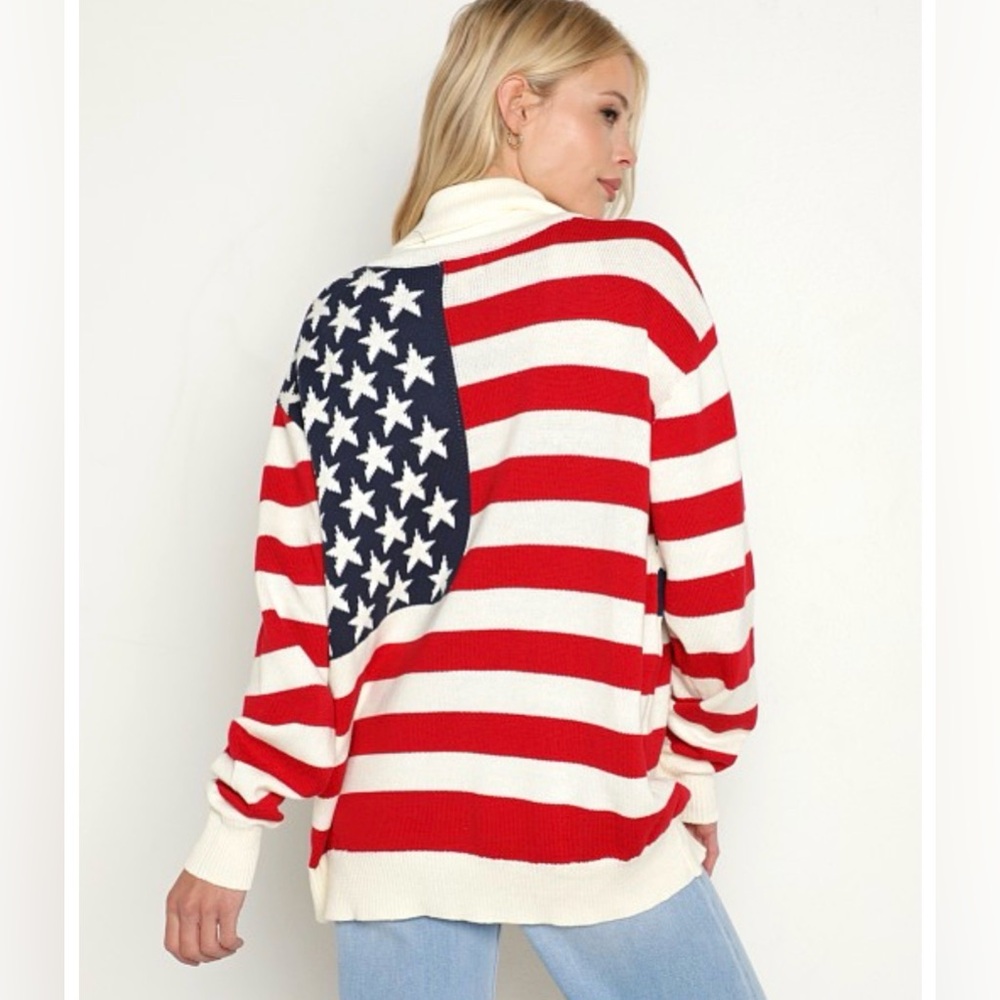 Show Me Your Mumu Zippy Cardigan American Flag Knit Patriotic Sweater Size S - Picture 4 of 8